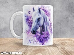 Hrnek - 0376 - Kůň fialové květy